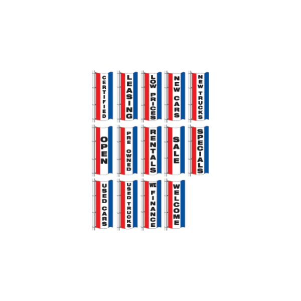 Nabco Vertical Slogan Drape Flags Single Face: Certified 359SI-CERT